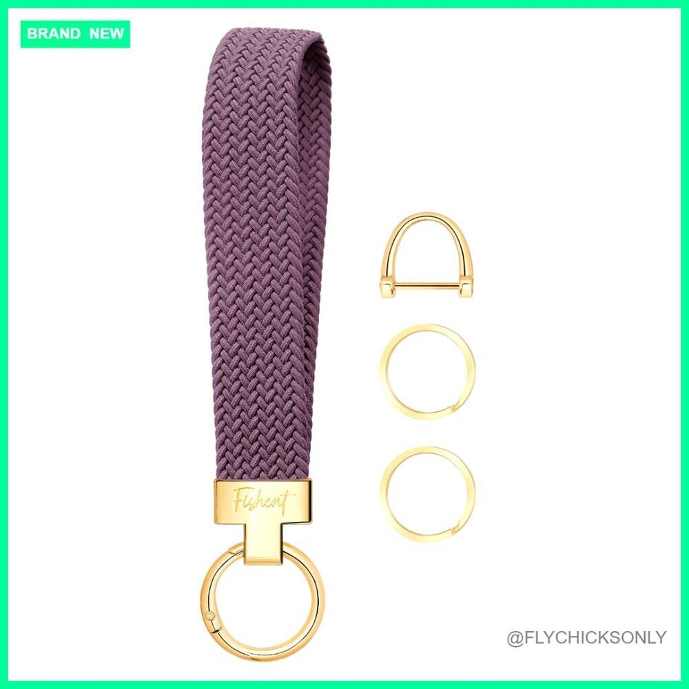 Woven Nylon Wristlet Keychain with 3 Keyrings and D-ring for Keys